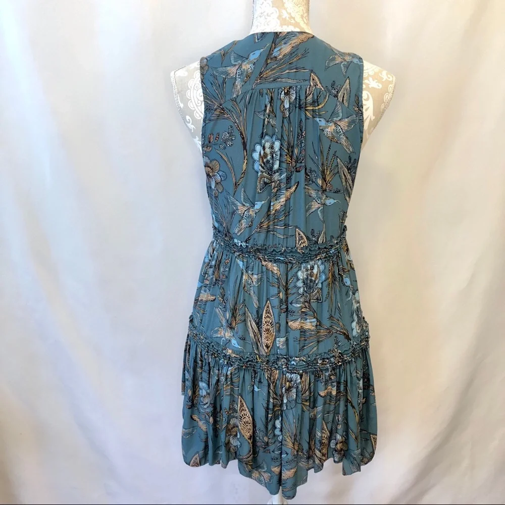 Free People Haze Hummingbird Tunic Blue Ruffled XS - Picture 11 of 12